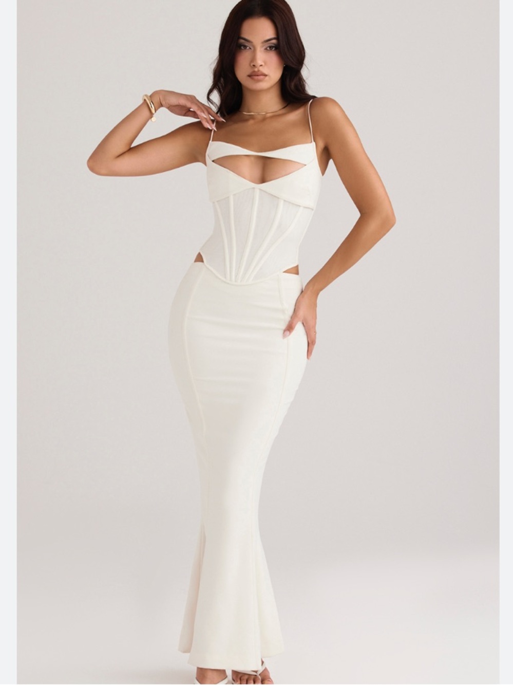 House of CB Ivory Corset Cutout Maxi Dress